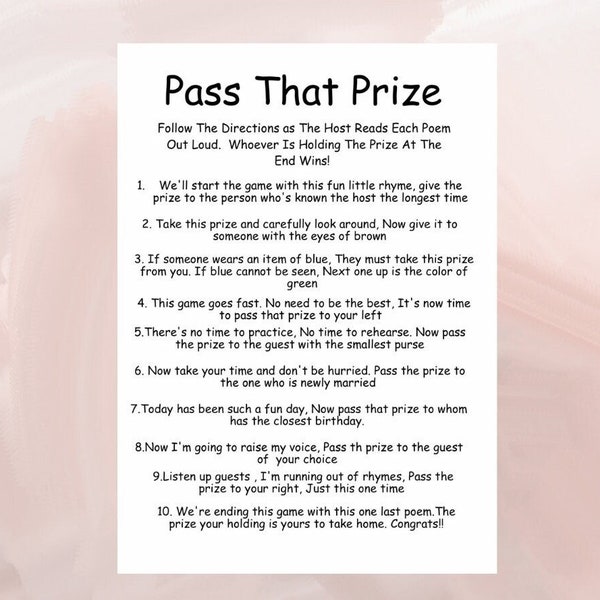 Pass That Prize IceBreaker Game | IceBreaker Printable Games | IceBreaker Questions | Dinner Party Conversation Starters | Instant Download