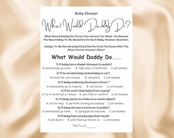 What Would Daddy Do Baby Shower Game,  Gender Neutral Baby Shower Games, Trivia Games | Baby Shower Trivia, Printable Shower
