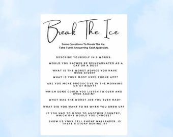 Break The Ice Game: Printable Conversation Starters (Digital Download)