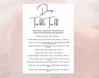 Deep Table Talk Icebreaker Game: Printable Conversation Starters (PDF)