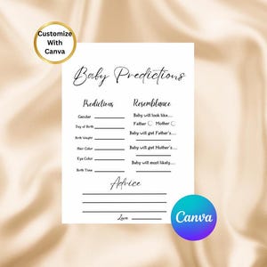 Kaart babyvoorspelling, babyshowerspelletjes, genderneutrale babyshower, advies voor ouders, sjabloon babyshower