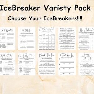 Kies je IceBreakers, Icebreaker-varieteitenpakket, afdrukbare activiteiten voor evenementen en bijeenkomsten, tafelgesprek, startersfeestje