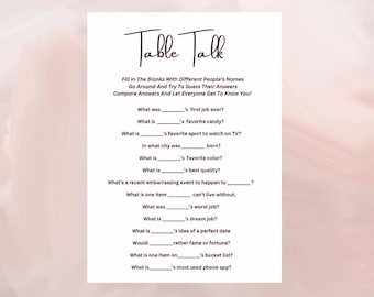Table Talk Icebreaker Game: Printable Conversation Starters (PDF)