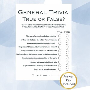 Afdrukbare IceBreaker-game waar of niet waar Trivia | Trivia-vragen | Trivia pubs | Vragen over IceBreaker | Direct downloaden