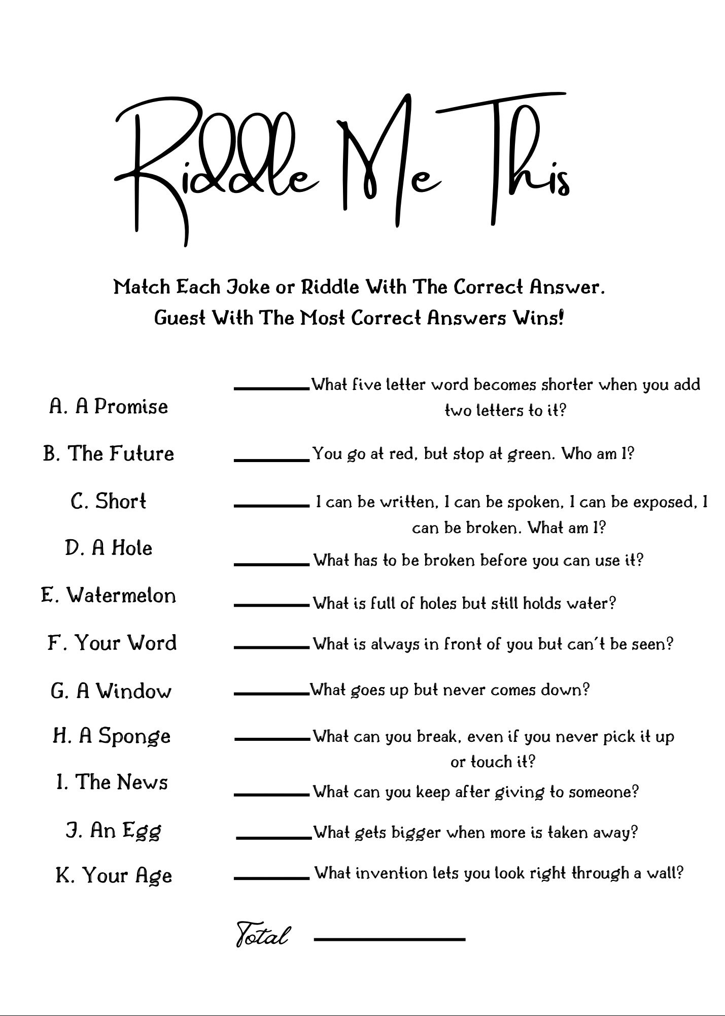 Riddle Me This Icebreaker Game Icebreaker Questions Printable Dinner