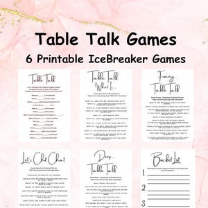 Afdrukbaar Icebreaker-spellenpakket voor tafelgesprekken, leuke gespreksstarters, vragen over IceBreaker voor de groep