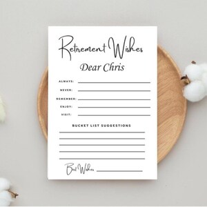 Retirement Wishes Card, Modern Minimalist Retirement Keepsake, Bucket List Ideas Card, Retirement Advice and Wishes Card