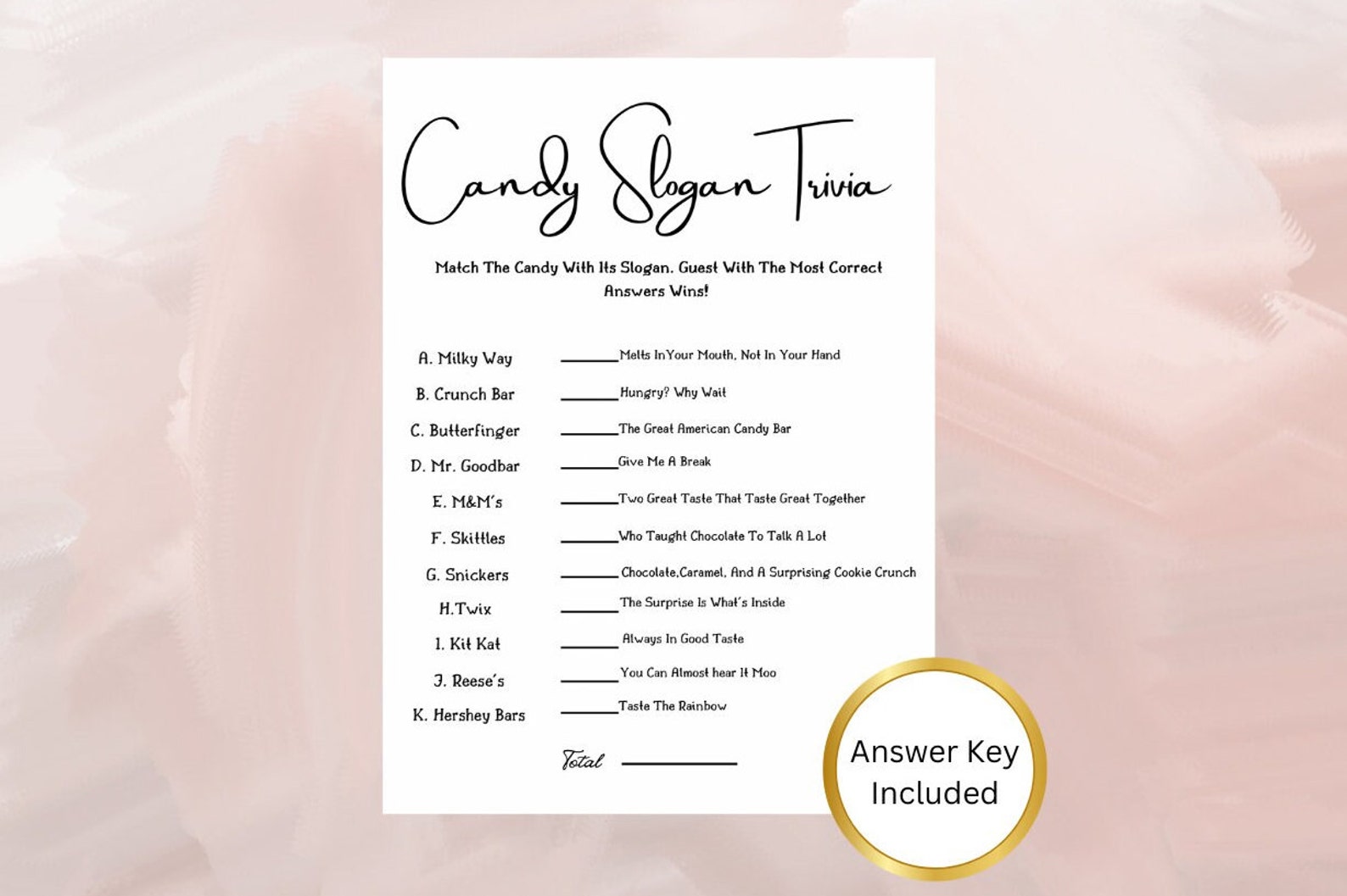 Candy Slogan Trivia Game: Printable Icebreaker (instant Download) - Etsy