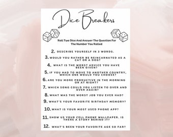 DiceBreakers Icebreaker Game: Printable Conversation Starters (Instant Download)
