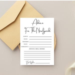 Newlyweds Advice & Wishes Card: Wedding Keepsake