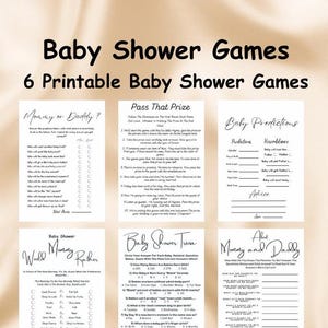 Pack imprimable de jeux de baby shower, jeux de fête amusants pour les futurs parents, jeux de douche minimaux, maman ou papa