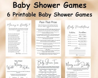 Printable Baby Shower Games Pack ,Fun Party Games for Expecting Parents, Minimal Shower Games, Mommy or Daddy
