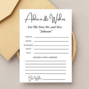 Advies en wensen voor huwelijksdouche, de nieuwe heer en mevrouw, advies voor pasgetrouwden, pasgetrouwde kaart, kaart bruiloft