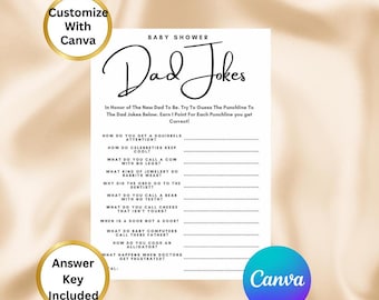 Dad Jokes Baby Shower Games, Gender Neutral Baby Shower Games, Trivia Games, Baby Shower Trivia, Instant Download