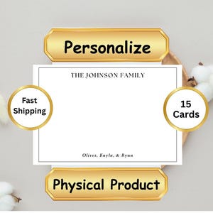 Cartão de papelaria para a família, cartões personalizados para a família, cartões de agradecimento para a família, bilhetes simples para a família