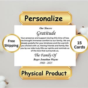 Cartão de agradecimento personalizado para funeral com envelopes, memorial, celebração da vida, cartão de reconhecimento de condolências, papelaria para luto