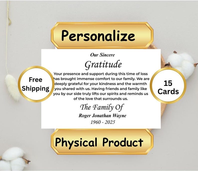 25x Funeral Thank You Cards With Envelopes – Blank Floral
