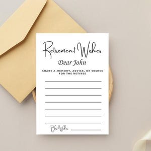 Retirement Wishes Card, Modern Minimalist Retirement Keepsake, Bucket List Ideas Card, Retirement Advice and Wishes Card