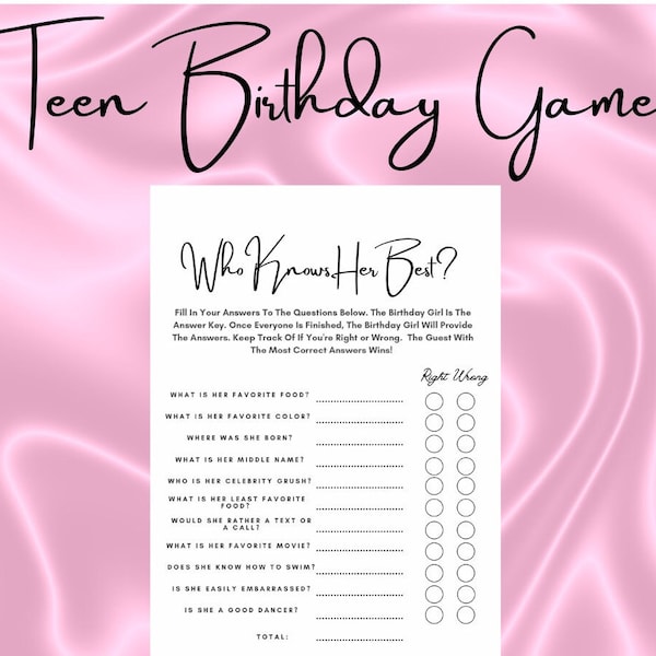 Who Knows Her Best | Minimalist Teen Birthday Games | Girl Birthday Party Games | Sweet 16 Birthday Party | Teenager Birthday Activities |