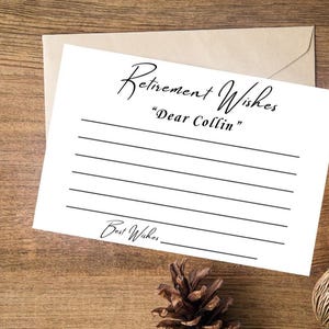 Tarjeta de deseos de jubilación, recuerdo minimalista moderno, tarjeta con ideas para la lista de deseos, tarjeta con consejos y deseos de jubilación