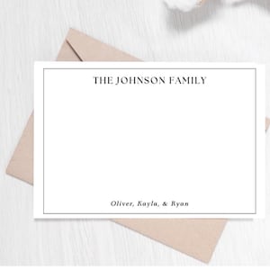 Family Stationery Card, Personalized Notecards For Family, Family Thank You Cards, Family Flat Notes