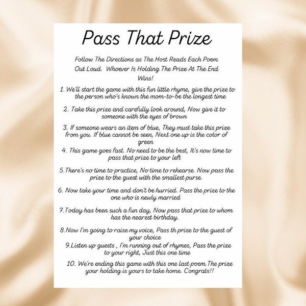 Pass The Prize Baby Shower Game | Baby Shower Games | Gender Neutral Baby Shower Games | Instant Download |