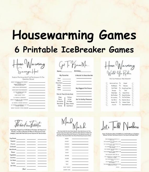 Housewarming Printable Game Bundle: Icebreaker Questions