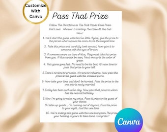 Pass The Prize Baby Shower Game, Baby Shower Games, Gender Neutral Baby Shower Games, Instant Download