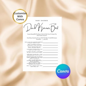 Dad Knows Best babyshowergames, genderneutrale babyshowergames, triviagames, babyshowertrivia, instant download