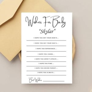 Carte de souhaits pour un bébé, Conseils pour une fête prénatale, Futurs parents, Activité pour baby shower