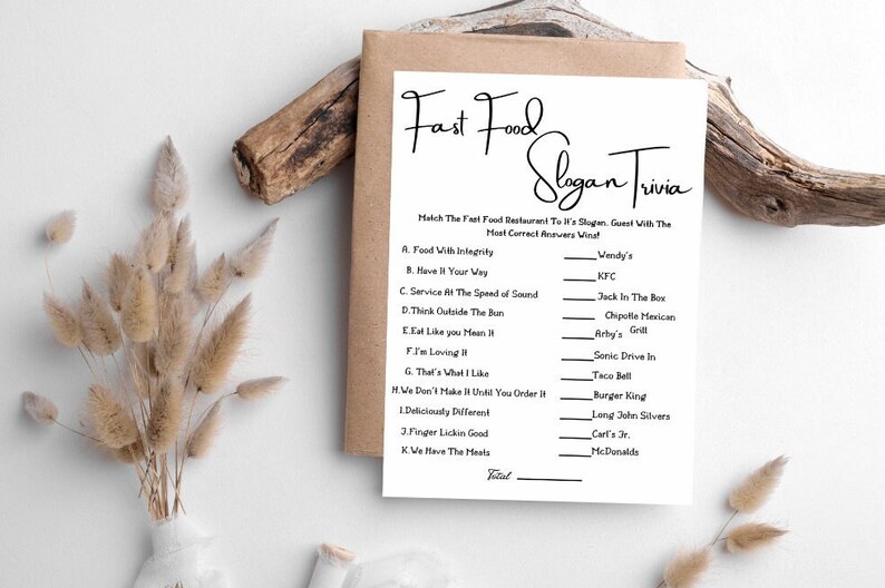 Fast Food Slogan Icebreaker Game | Fast Food Trivia | Ice Breaker ...