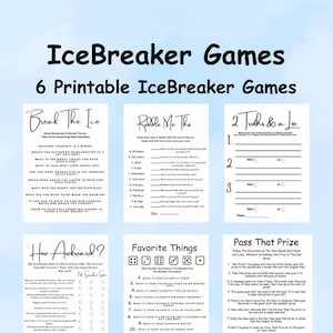 Icebreaker-gameprintset, multipack voor evenementen en bijeenkomsten, afdrukbare Icebreaker-activiteiten, tafelgesprek, vragen over IceBreaker,
