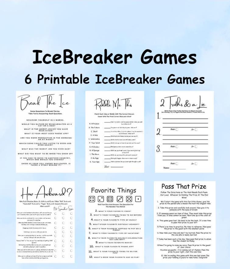 Icebreaker Game Printables Set Multi Pack for Events and Gatherings Icebreaker Game Printables Set Multi Pack for Events and Gatherings