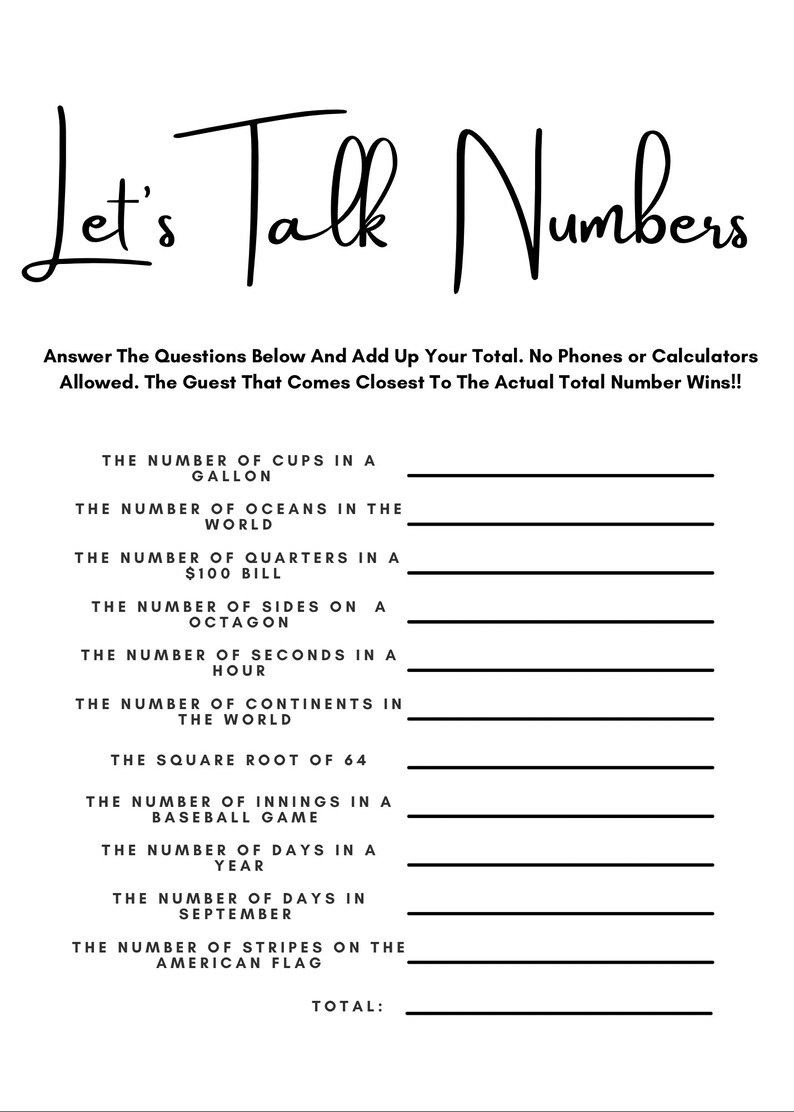 Let's Talk Numbers Icebreaker Game Icebreaker Printable Games