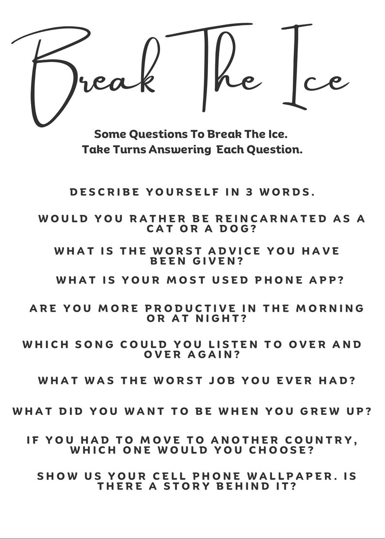 Break the Ice Icebreaker Game Icebreaker Printable Games Icebreaker