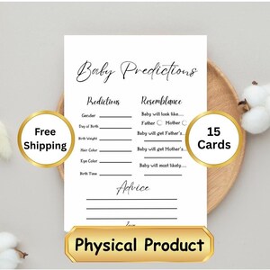 Cartão de previsões para bebês, atividades para chá de bebê, conselhos para pais, chá de bebê minimalista