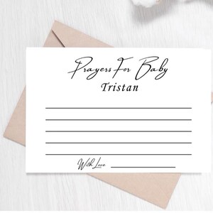 Carte de prières pour bébé avec enveloppe, baptême de bébé, activités baby shower, carte baby shower minimaliste, voeux de bébé
