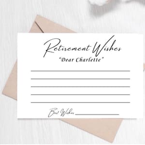 Retirement Wishes Card, Modern Minimalist Retirement Keepsake, Bucket List Ideas Card, Retirement Advice and Wishes Card