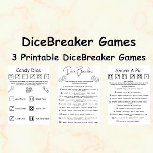 Dicebreaker-spellen direct downloaden, leuk voor alle leeftijden, Roll and Tell, gespreksstarters, vragen over IceBreaker, afdrukbare games