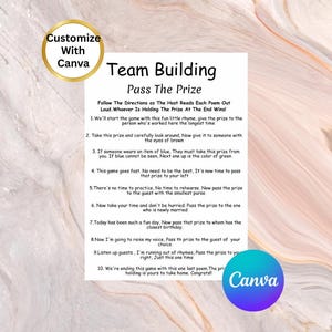 Work Edition Pass The Prize Printable, Office Party Game. Team Building IceBreakers, Work Retreat Games