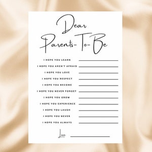 Carte de conseils pour les futurs parents | voeux de bébé non sexiste pour les parents | Jeux de baby shower minimalistes | Imprimable | Téléchargement instantané |