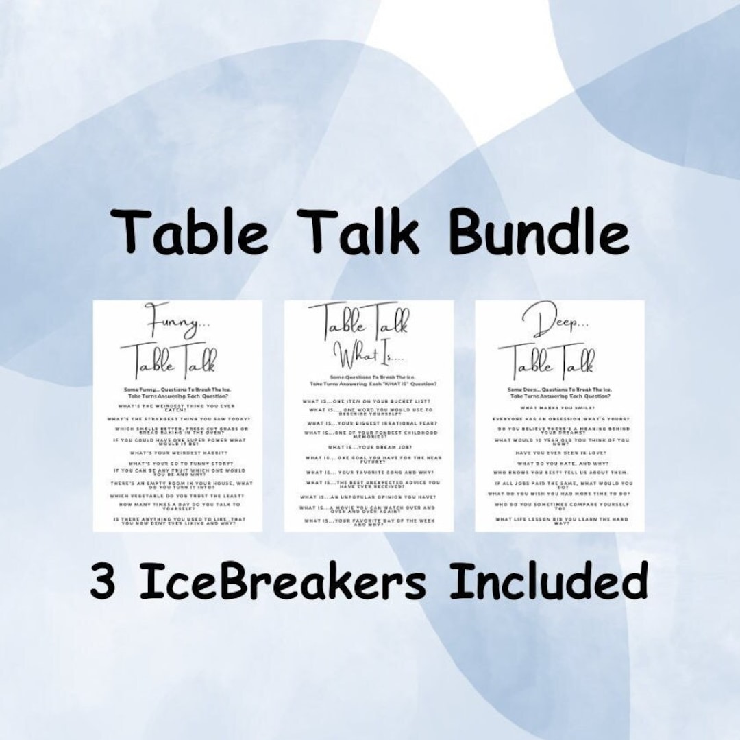 Table Talk Bundle Icebreaker Games Icebreaker Questions Printable table-talk-bundle-icebreaker-games-icebreaker-questions-printable