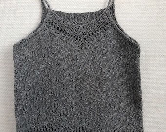 Crop top hand knitted, gray - Italian wool: cotton and linen