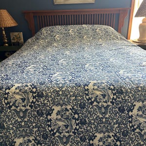 Edredom vintage Ralph Lauren Tamarind Porcelaine Bird Azul Listra Branca California KING