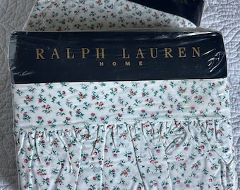 Vintage Ralph Lauren BEACH PLUM Floral Multi Cottage King Flat & Sábanas ajustadas NIP Raro