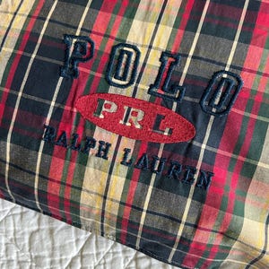 Travesseiro de cama xadrez clássico Polo Ralph Lauren azul marinho vermelho bege tamanho padrão/queen