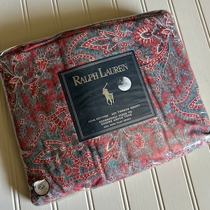 NEW Vintage Ralph Lauren Meredith Red Paisley Flat Sheet KING
