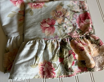 Vintage Ralph Lauren Stone Harbor blauwe bloemen gegolfde kussenslopen cottage bloemen PAAR standaardhoezen