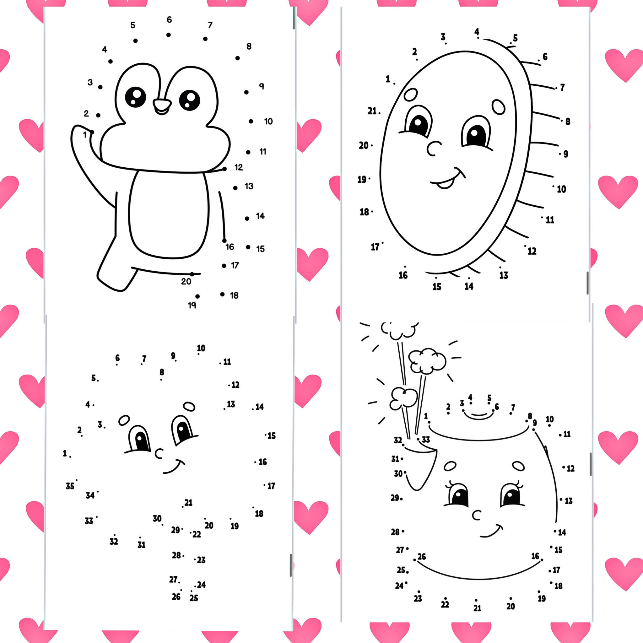 Printable Dot to Dot Animal Coloring Pages Dot to Dot | Etsy