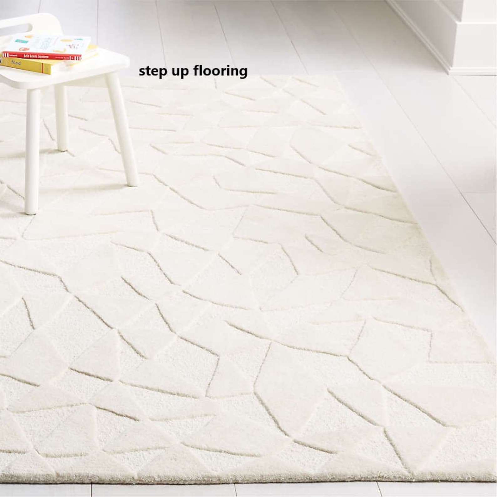 Hand Tufted Textured White Geometric Rug Designer Wool Tuft Etsy